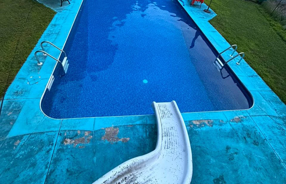 Pool surround before the new decking was installed